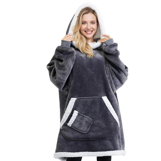 Womens Fleece-Lined Thickened Hooded Loungewear Pajamas