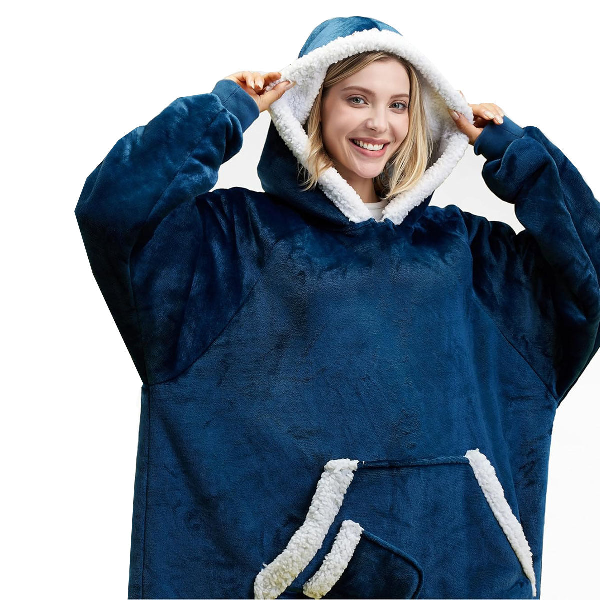 Womens Fleece-Lined Thickened Hooded Loungewear Pajamas