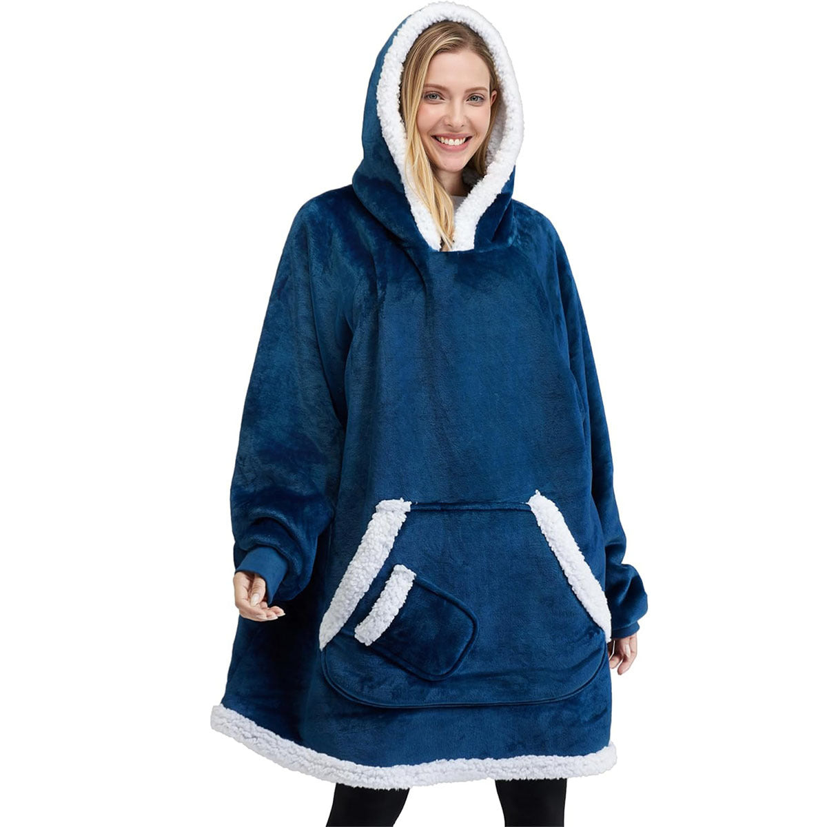 Womens Fleece-Lined Thickened Hooded Loungewear Pajamas